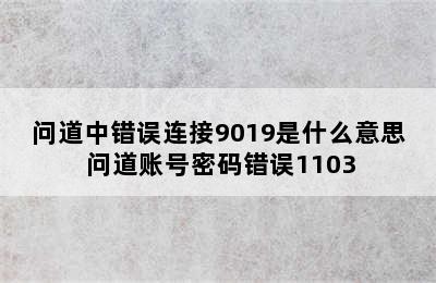 问道中错误连接9019是什么意思 问道账号密码错误1103